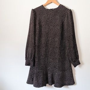 🎉 3 for $25 - NWOT Suzy Shier black & pink polka dot long sleeve dress L